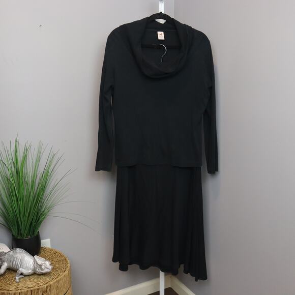 Peruvian Connection Black Pima Cotton Knit Top & Skirt Set Size L - Picture 1 of 3